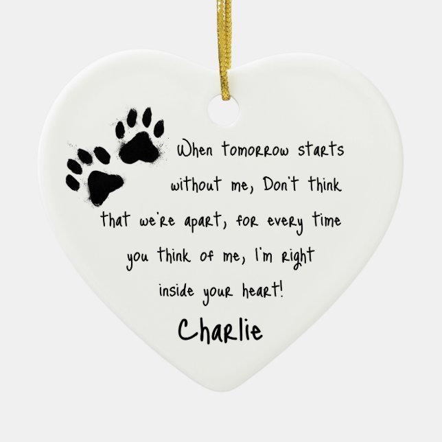 Gedenkstätte für Pet-Loss | Personalisierte Paw Pr Keramik Ornament (Vorne)