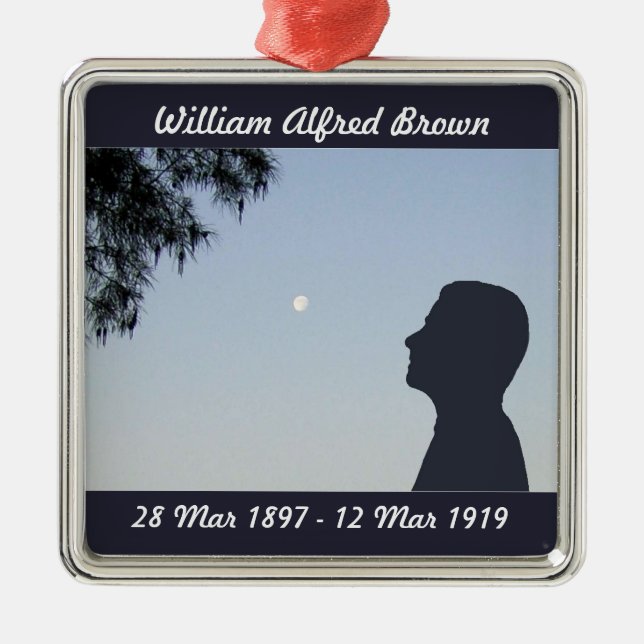 Gedenkstätte für Silhouetten - Junge Male Silbernes Ornament (Vorne)