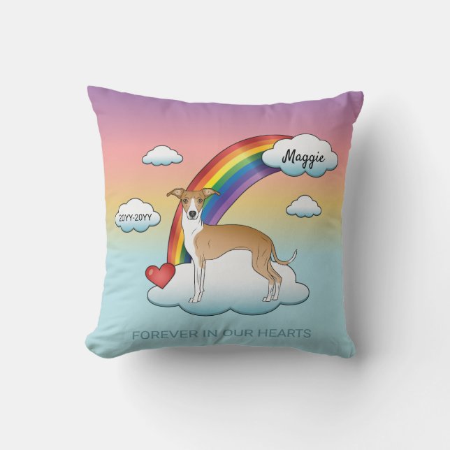 Gedenkstätte für Windhund-Rainbow Kissen (Vorderseite)