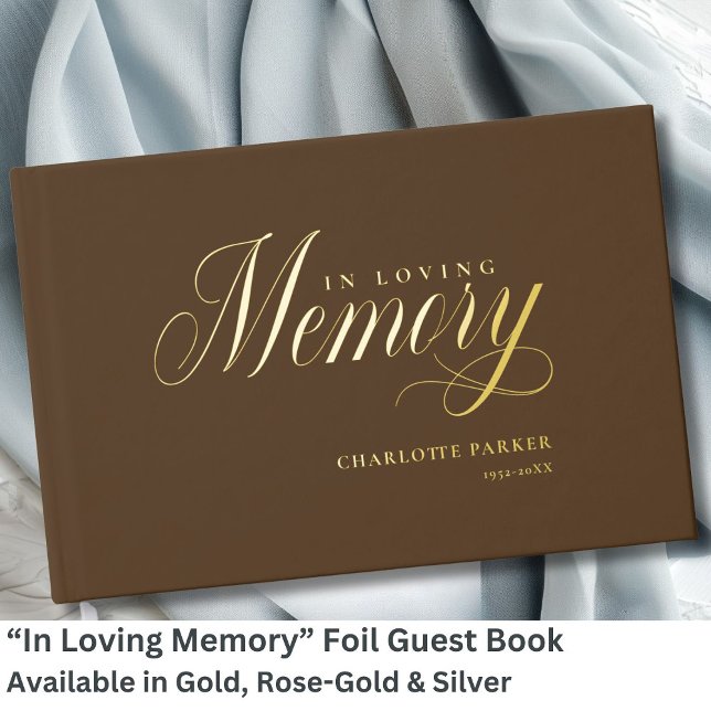 Gedenkstätte "In Loving memory" Goldener Film, bra Gästebuch (Personalized Memorial "In Loving memory" Gold-Foil, Green Foil Guest Book.)