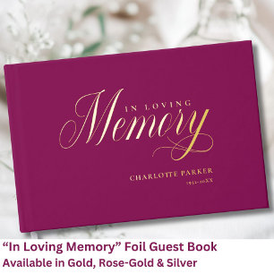Gedenkstätte "In Loving memory" Goldener Foil, Ber Gästebuch
