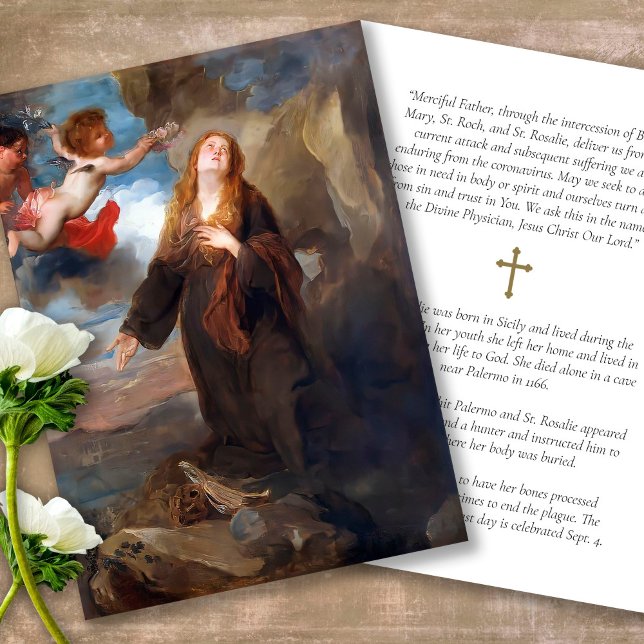 Gedenkstätte St. Rosalia Gebet Sympathiekarten Visitenkarte (catholic, religious, celebration of life, in loving memory of, prayer cards for bereavement)