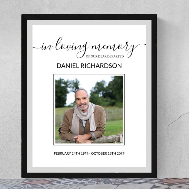 Gedenkstätte zum Gedächtnis des Fotos Poster (Funeral memorial poster to order professionally printed or as a printable digital download)
