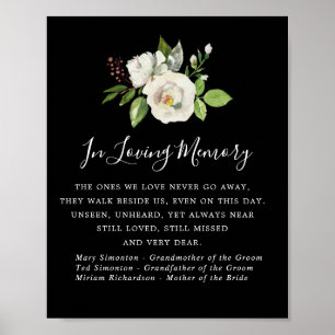 Gedenkstein für Schwarz-Weiß-Blumen-Hochzeiten Poster