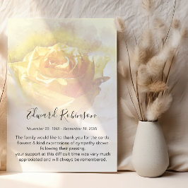 Gedenkstein Wasserfarbe Gelbe Rose Danke Karte