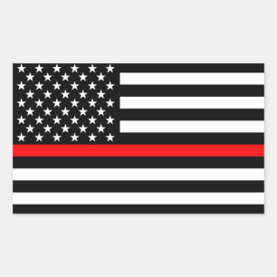Gedenksymbolic über die "American Flag Thin Red Li Rechteckiger Aufkleber