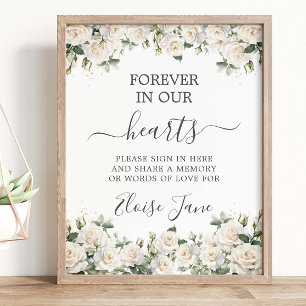 Gedenktafel der weißen Rosen-Rosen Poster