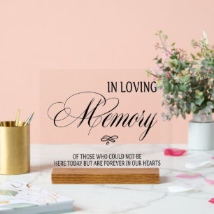 Gedenktafel mit Staffelei 'In Loving Memory' Acrylschild