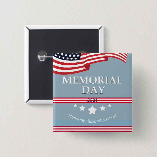 Gedenktag Amerikanischer Flag Typografie Patriotic Button (Vorne & Hinten)