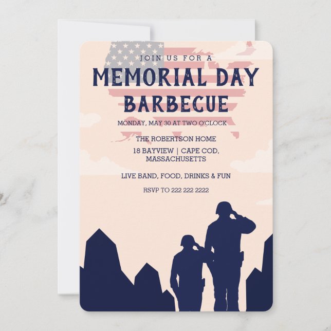 Gedenktag Barbecue-Party Einladung (Vorderseite)