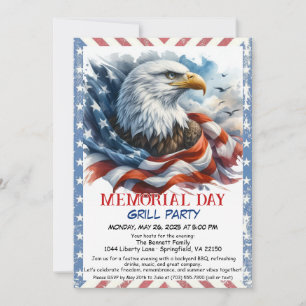 Gedenktag-BBQ-Party   Patriotischer Hinterhofgrill Einladung