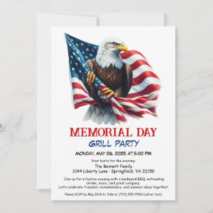 Gedenktag-BBQ-Party Patriotischer Hinterhofgrill Einladung