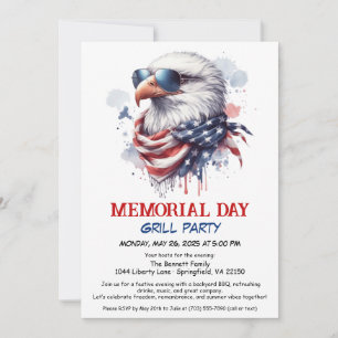 Gedenktag-BBQ-Party   Patriotischer Hinterhofgrill Einladung