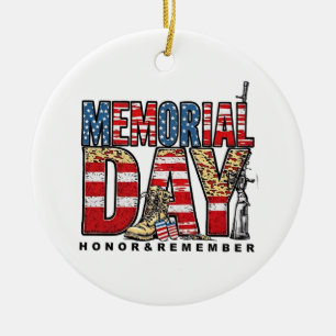 Gedenktag Ehren und Erinnern US-Flagge Keramik Ornament