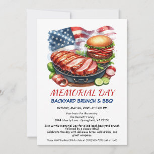 Gedenktag-Grillfest   Patriotisches Gartenfest Einladung