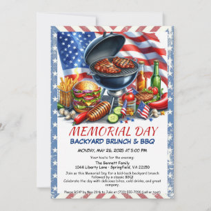 Gedenktag-Grillfest   Patriotisches Gartenfest Einladung