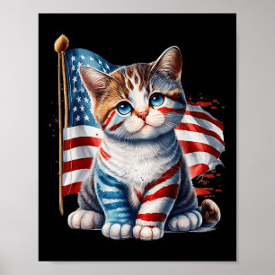 Gedenktag Katze 4. Juli USA-Flagge Männer Frauen Poster