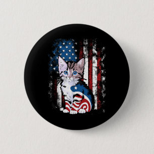 Gedenktag Katze Funny Kitten 4. Juli Patrioti Button