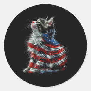 Gedenktag Katze und Unabhängigkeitstag Stolz Runder Aufkleber