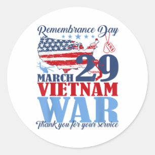 Gedenktag März 29 Vietnamkrieg Veteran Runder Aufkleber