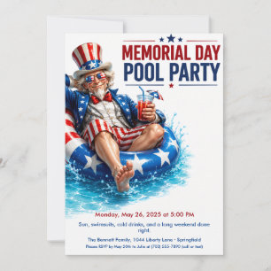 Gedenktag-Poolparty Sommerbash Einladung