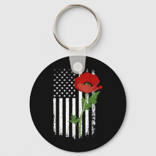 Gedenktag Red Poppy American Flag Veteran Milit Schlüsselanhänger