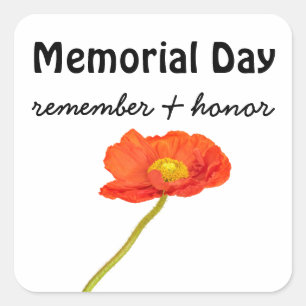 Gedenktag Roter Mohn Quadratischer Aufkleber