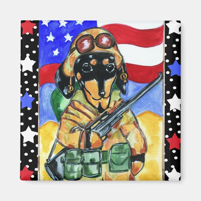 Gedenktag Soldat-Dackel Magnet (Vorne)