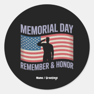 Gedenktag Zur Erinnerung und Ehre Patriotische USA Runder Aufkleber