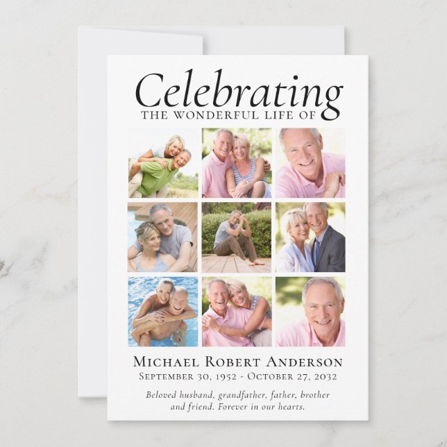 Gedenktribut 9 Foto Collage Keepake Dankeskarte (Vorderseite)