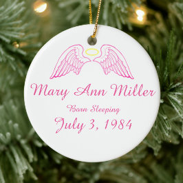 Gedenkveranstaltung Angel Wings Halo PINK Keramikornament
