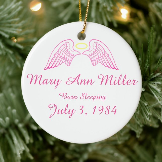 Gedenkveranstaltung Angel Wings Halo PINK Keramikornament (Von Creator hochgeladen)