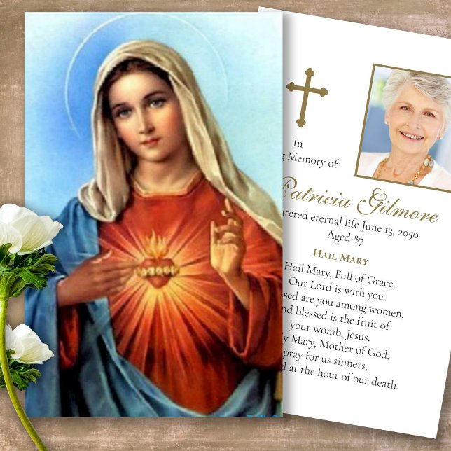 Gedenkverlust Sacro Mary Gebet Sympathiekarten (catholic, religious, celebration of life, in loving memory of, prayer cards for bereavement)