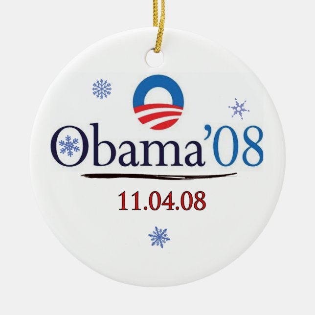 Gedenkweihnachtsverzierung Obama '08 Keramik Ornament (Vorne)
