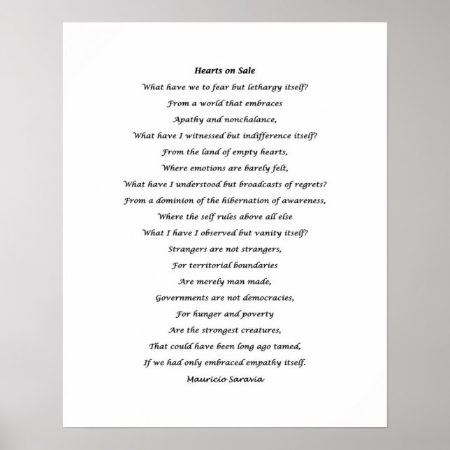 Gedicht an der Wand Poster (Vorne)