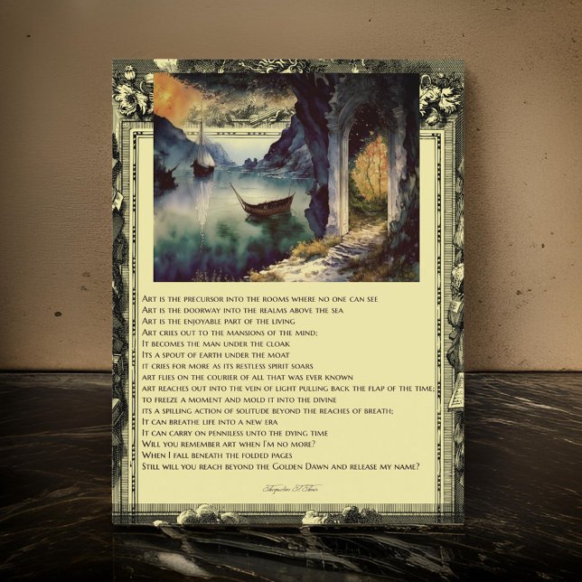 Gedicht auf Kunstbooten Wasserteich Postkarte (Von Creator hochgeladen)