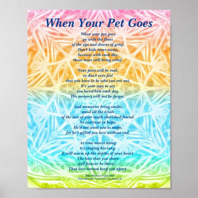Gedicht: Beileid für männliche Haustiere verloren  Poster (Vorne)