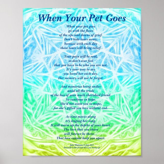 Gedicht: Beileid für weibliche Haustiere verloren  Poster (Vorne)