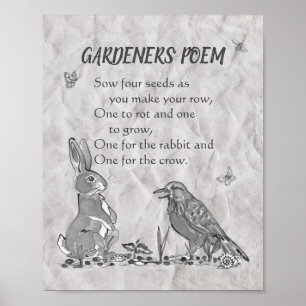 Gedicht der Gärtner Schwarz-Weiß-Samen, Kaninchen, Poster