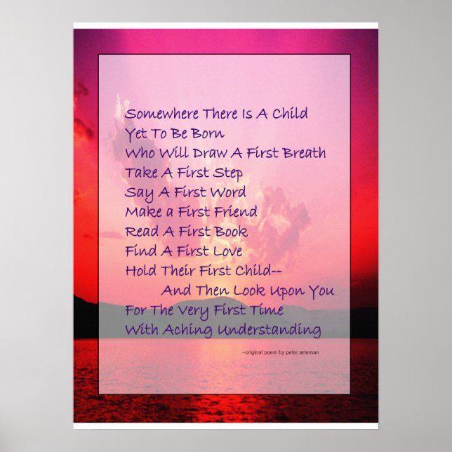Gedicht für neue Eltern Poster (Vorne)