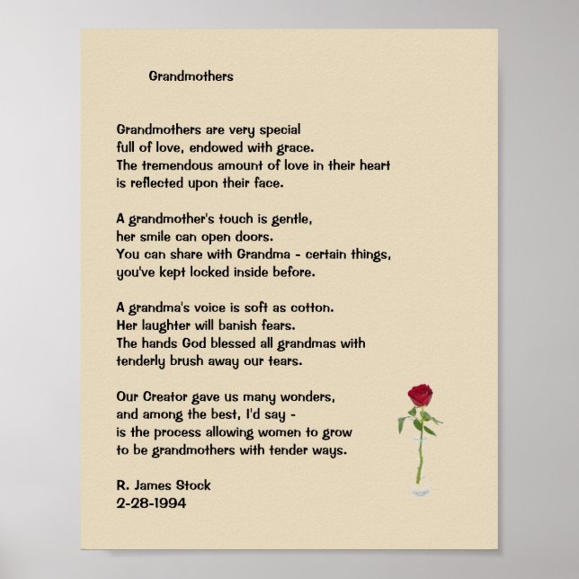 Gedicht "Großmütter" auf 8x10 Poster (Vorne)