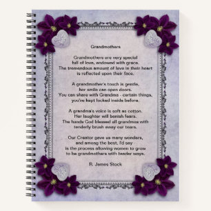 Gedicht "Großmütter" auf einem blühenden Lavendel Notizbuch