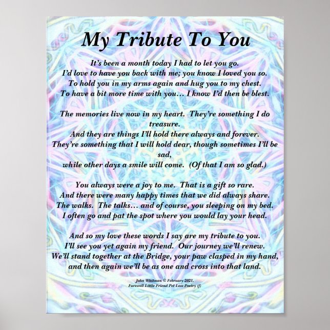 Gedicht: Hommage an eine verstorbene PBP-Poster-Ma Poster (Vorne)