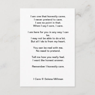 Gedicht "I Care" Begleitkarte