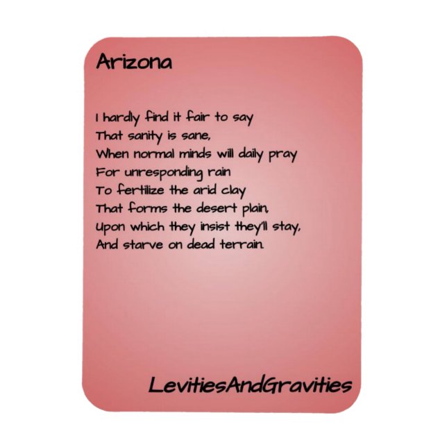 Gedicht Kitchen Magnet - Arizona (Vertikal)