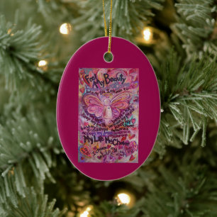 Gedicht "Krebs Rosa Engel Kunst" Keramik Ornament