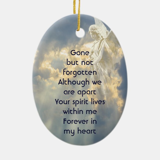 Gedicht Memorial Keepake Angel Sky Clouds Keramik Ornament (Hinten)