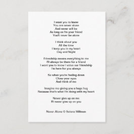 Gedicht "Nie allein" Begleitkarte