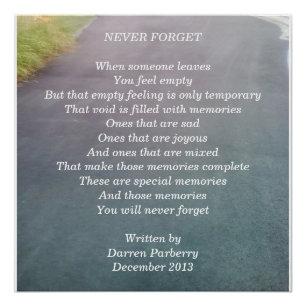 Gedicht "Niemals vergessen"- Glossy Poster