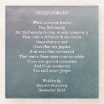 Gedicht "Niemals vergessen" - Untersetzer